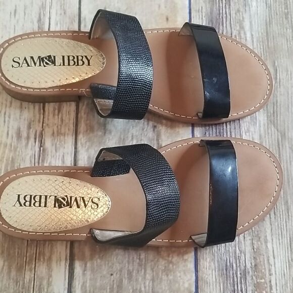 Sam & Libby Black Slides Size 8 - Picture 2 of 6